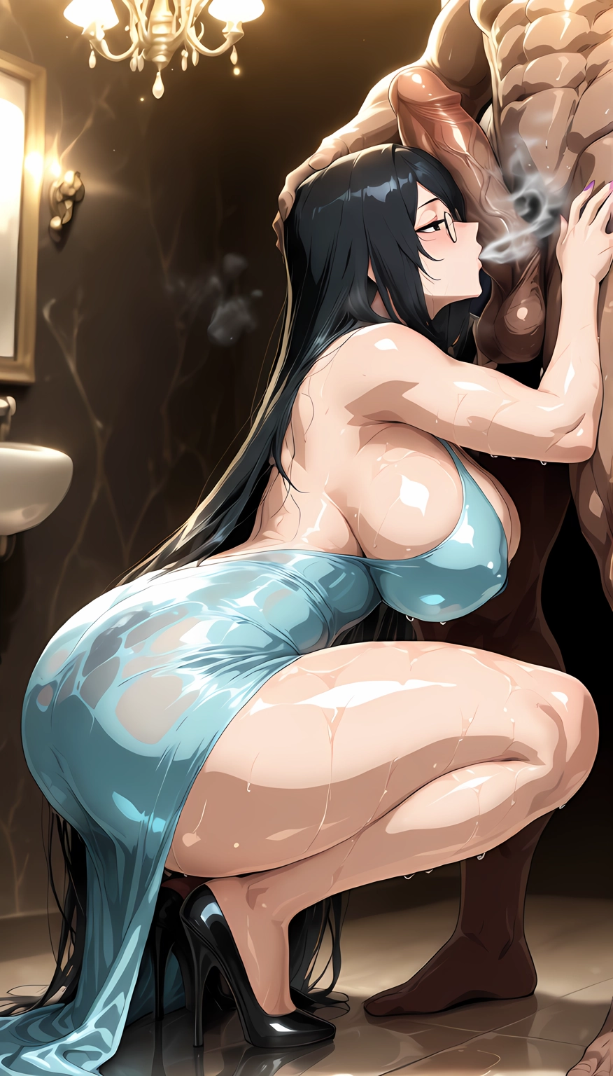 1girl, breasts, dress, hetero, testicles, erection · Yamete.gg