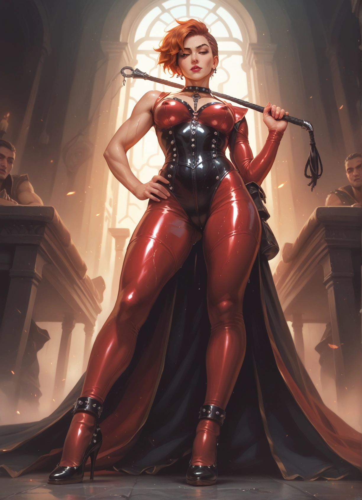 1girl, high heels, breasts, hand on hip, jewelry, solo focus · Yamete.gg