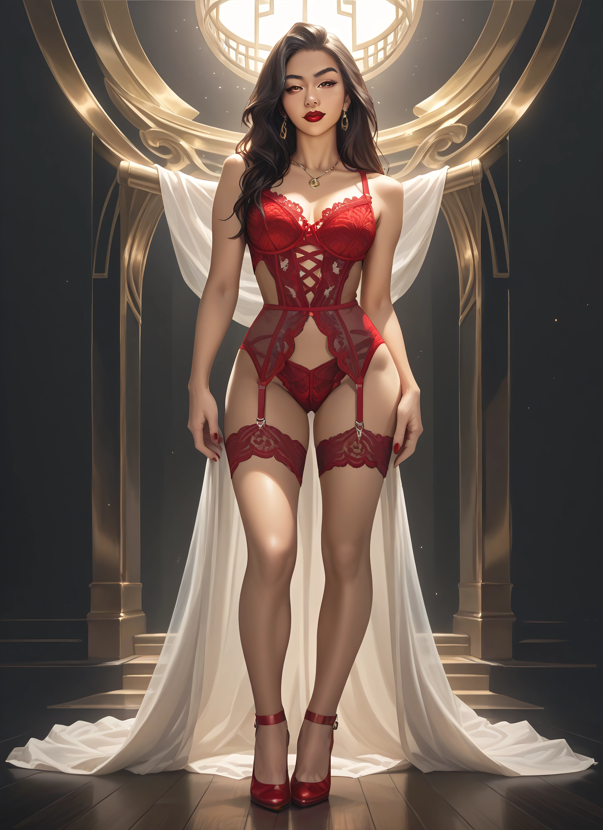 1girl, jewelry, earrings, solo, underwear, breasts · Yamete.gg