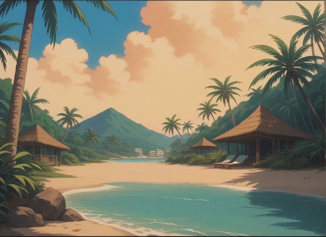 no humans, scenery, tree, cloud, sky, palm tree · Yamete.gg