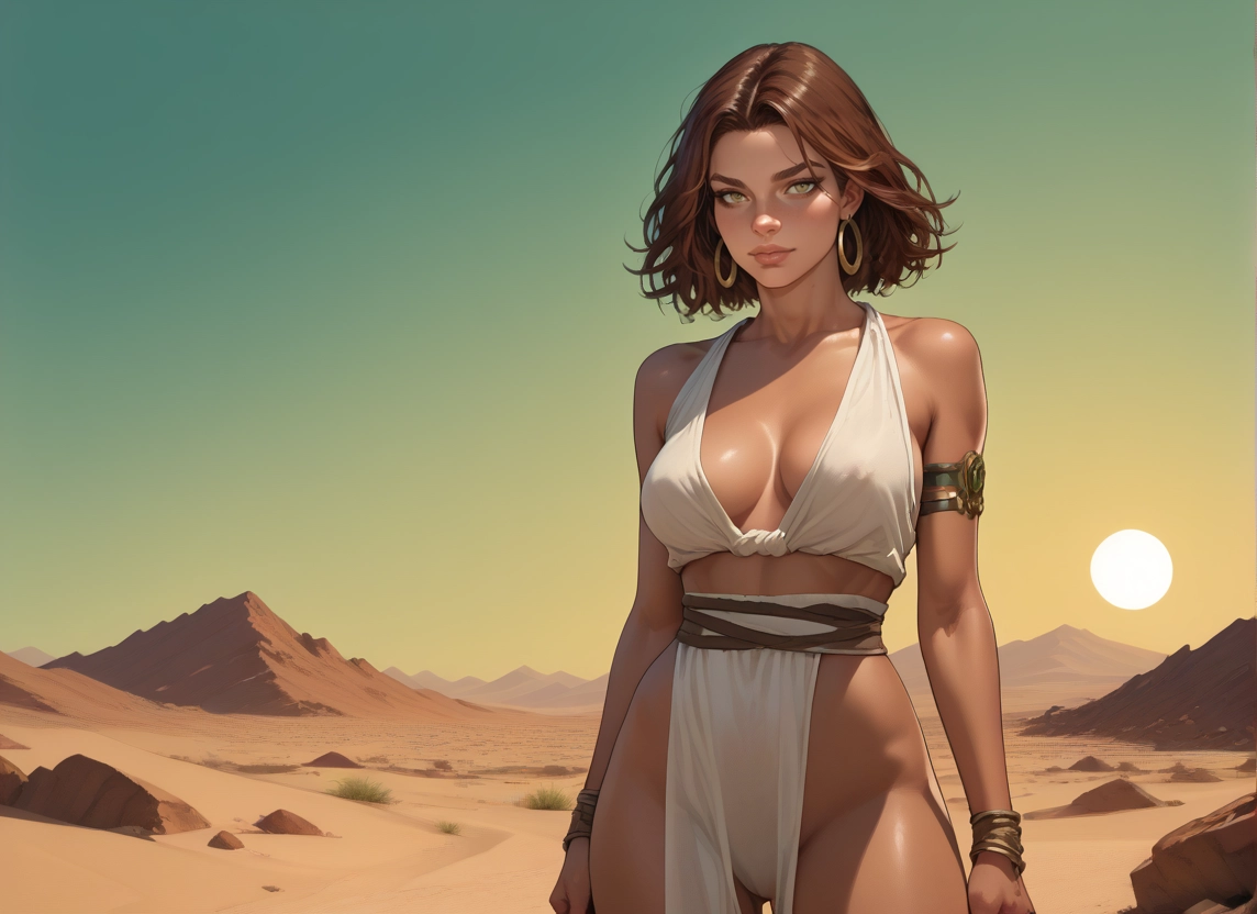 1girl, breasts, brown hair, solo, jewelry, pelvic curtain · Yamete.gg
