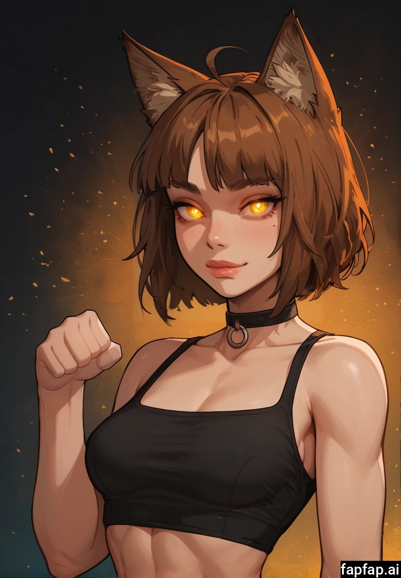 1girl, animal ears, solo, brown hair, breasts, short hair