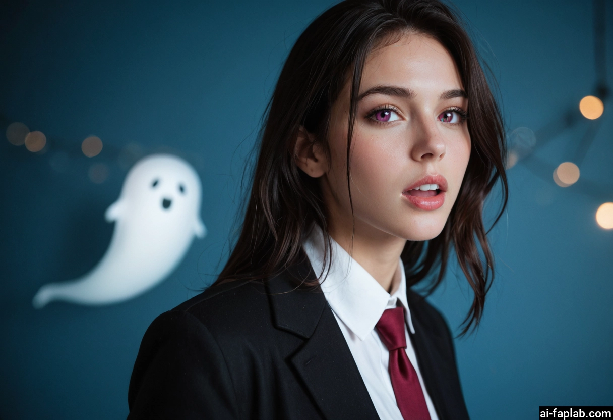 1girl, necktie, ghost, solo, looking at viewer, shirt · Yamete.gg