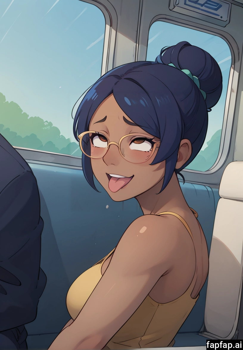 1girl, tongue, tongue out, glasses, hair bun, breasts · Yamete.gg