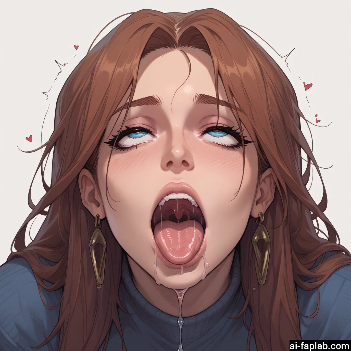1girl, jewelry, earrings, solo, blue eyes, open mouth · Yamete.gg