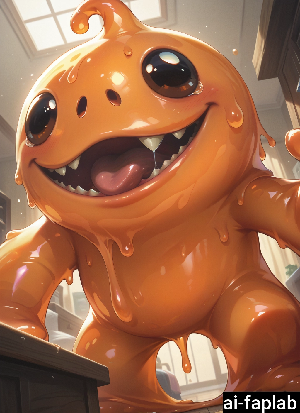 shiny, indoors, window, shiny skin, open mouth, solo · Yamete.gg