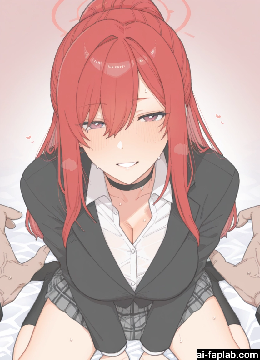 1girl, breasts, skirt, cleavage, halo, looking at viewer · Yamete.gg