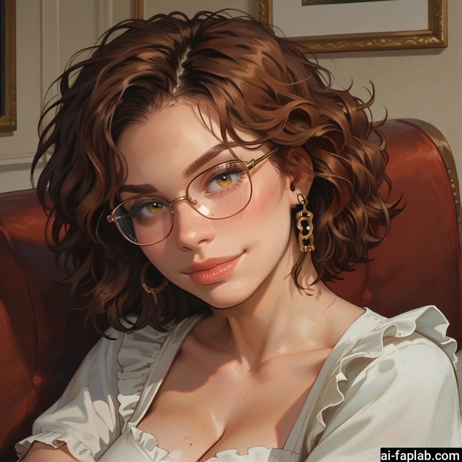 1girl, breasts, glasses, brown hair, solo, jewelry · Yamete.gg