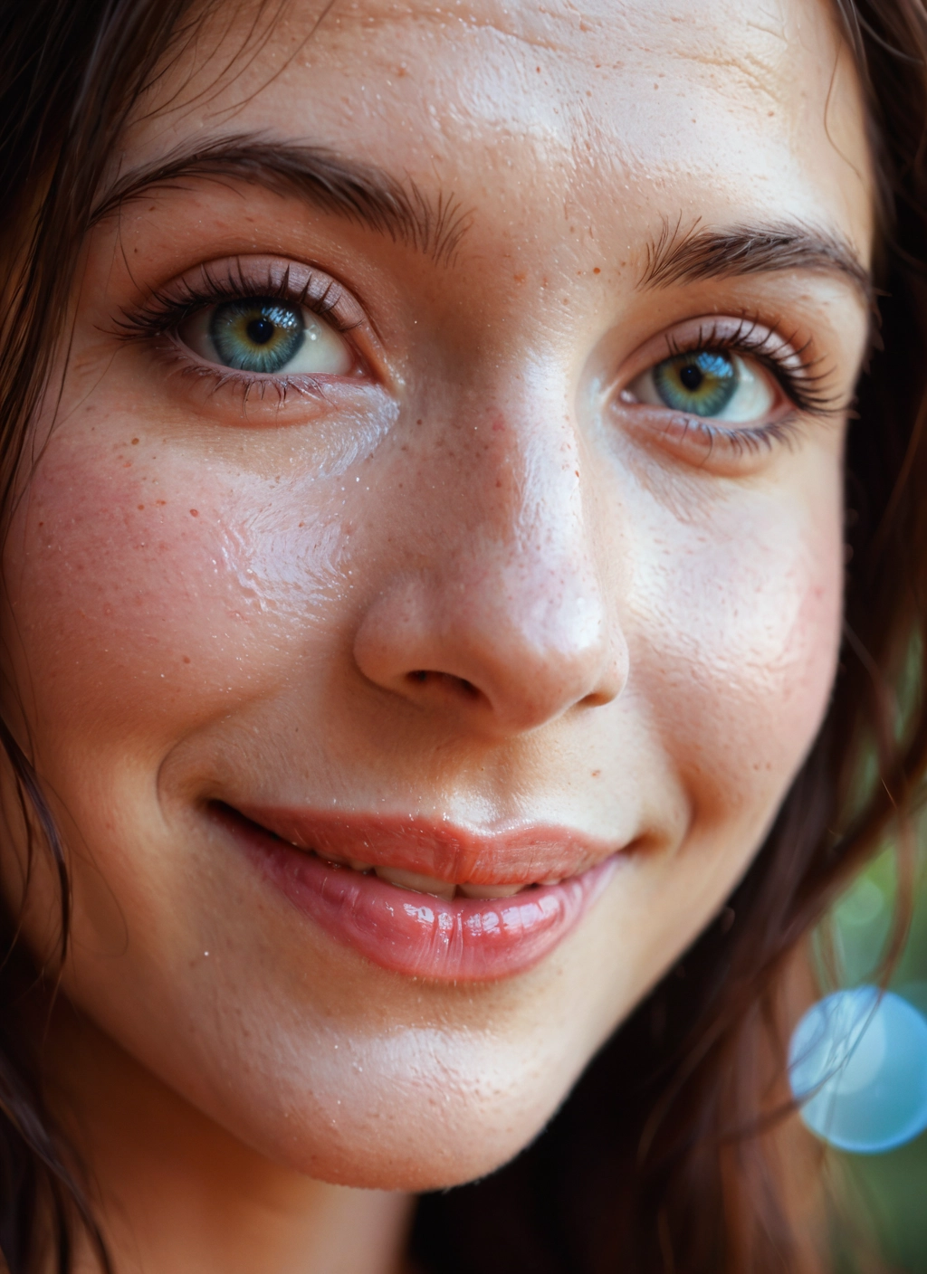 1girl, solo, brown hair, realistic, looking at viewer, freckles · Yamete.gg