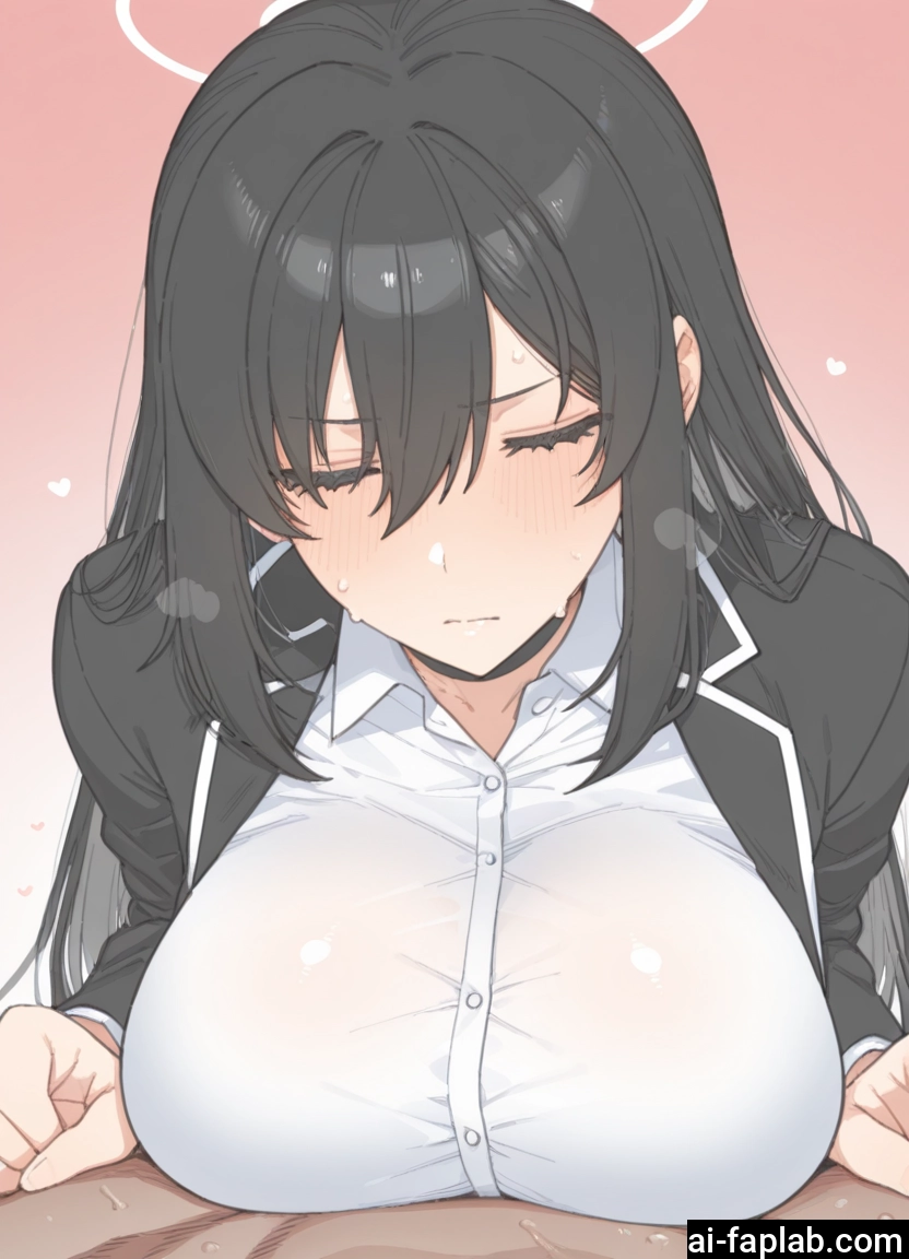 1girl, breasts, closed eyes, shirt, long hair, large breasts