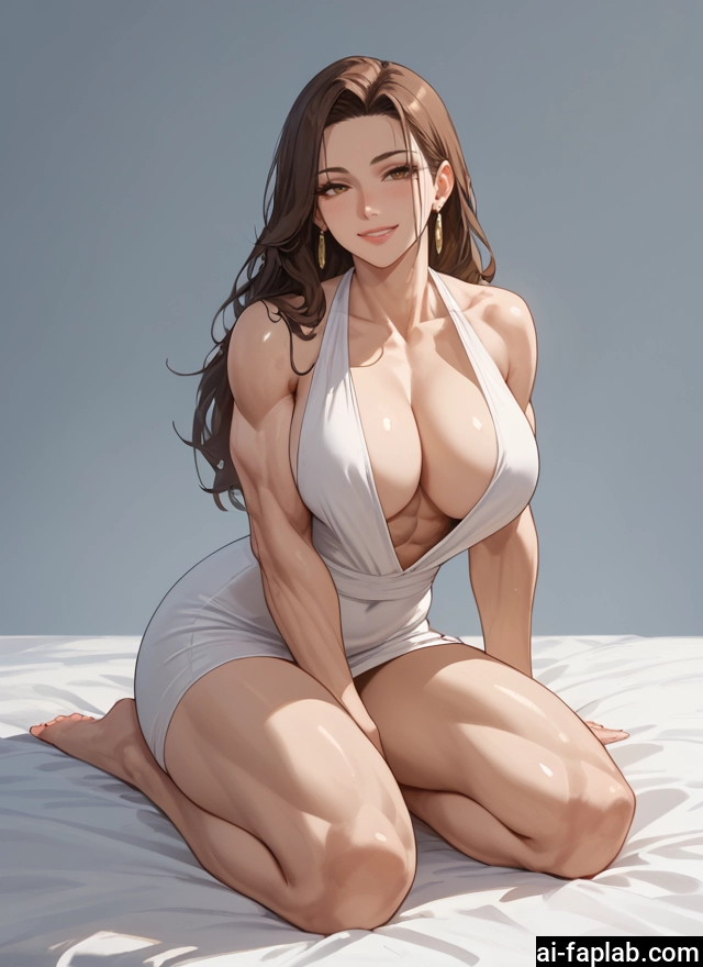1girl, breasts, jewelry, brown hair, earrings, dress · Yamete.gg