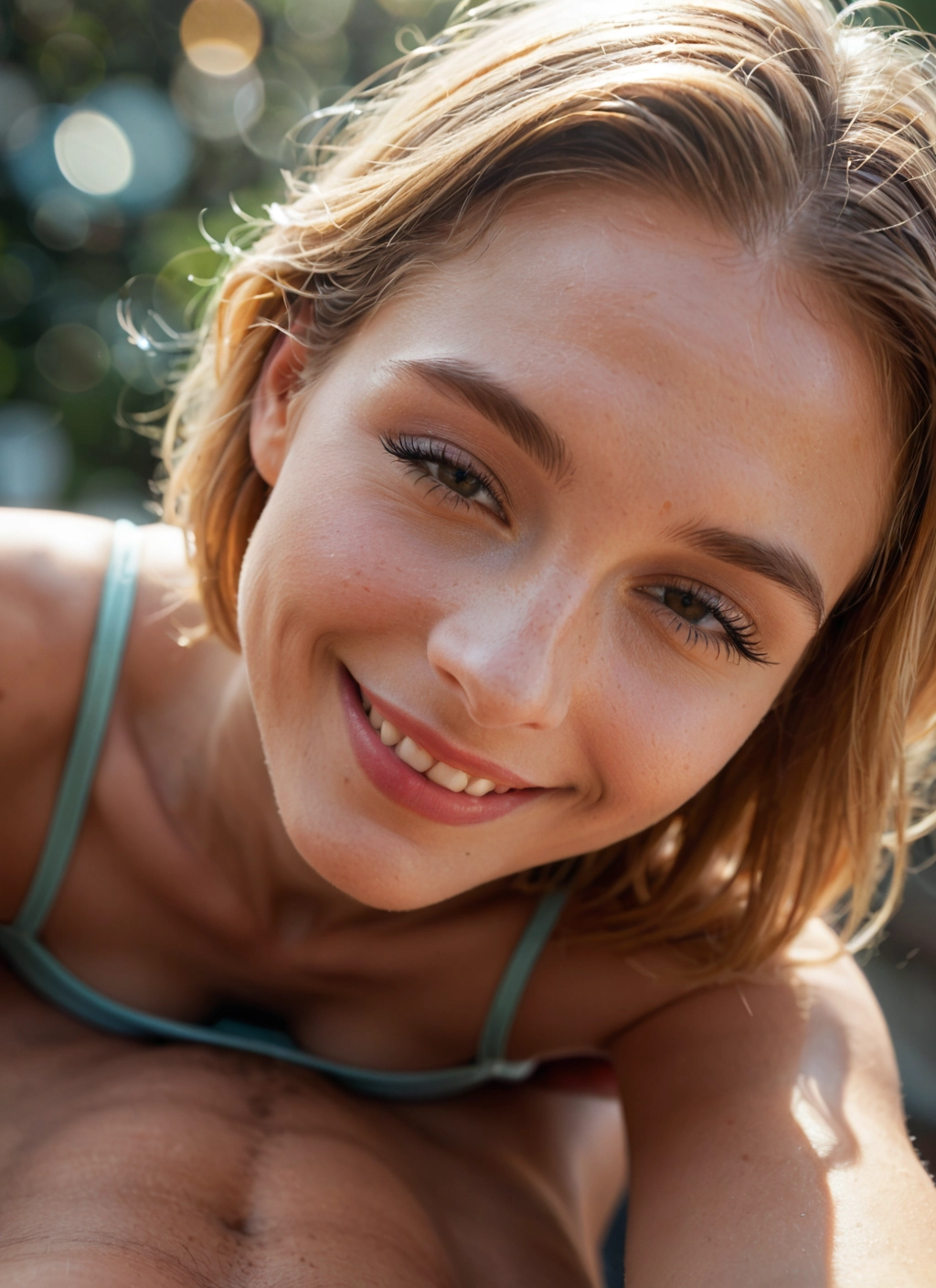 1girl, smile, solo, looking at viewer, brown eyes, blonde hair · Yamete.gg