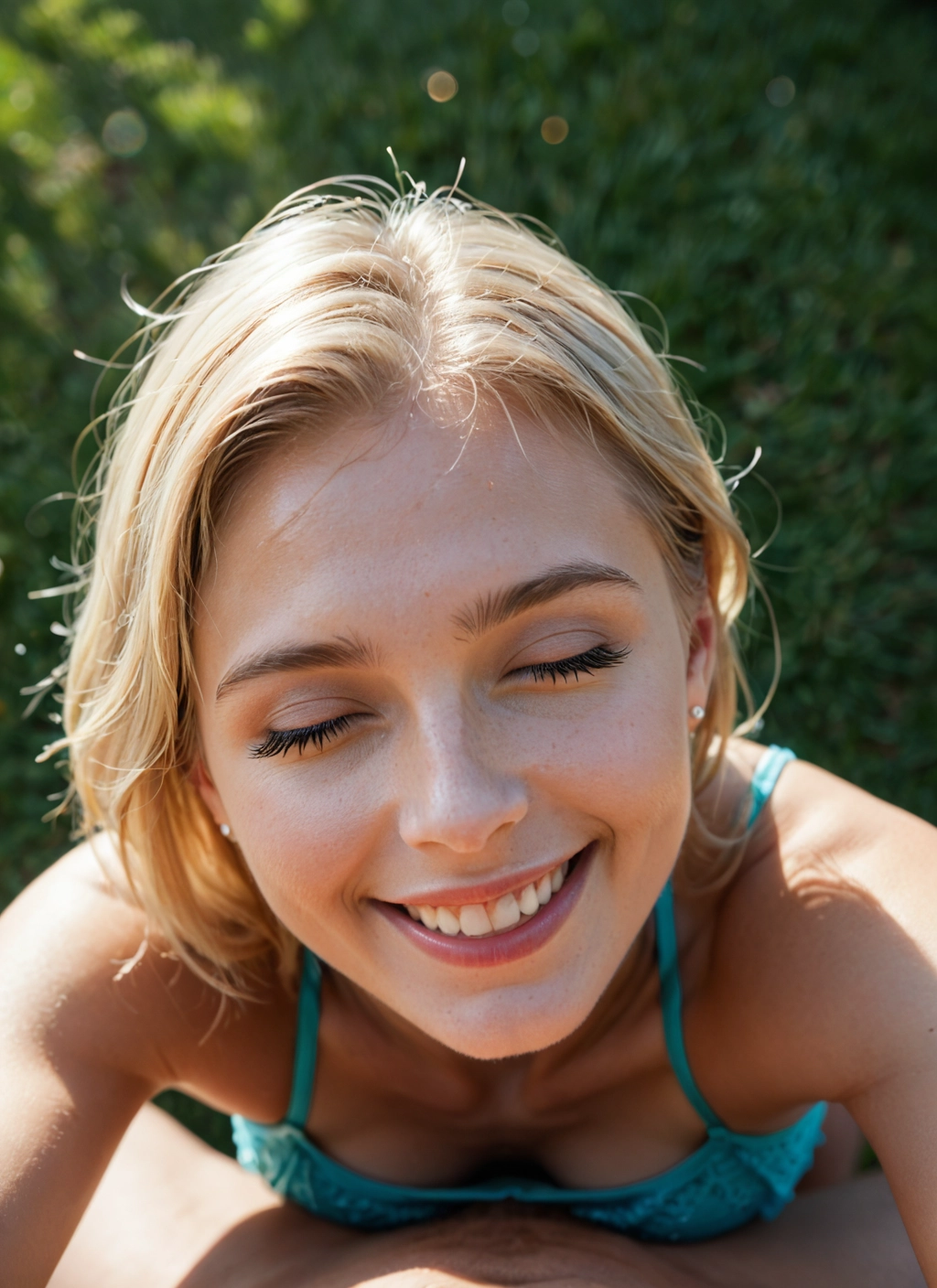 1girl, photo (medium), smile, closed eyes, pov, teeth · Yamete.gg