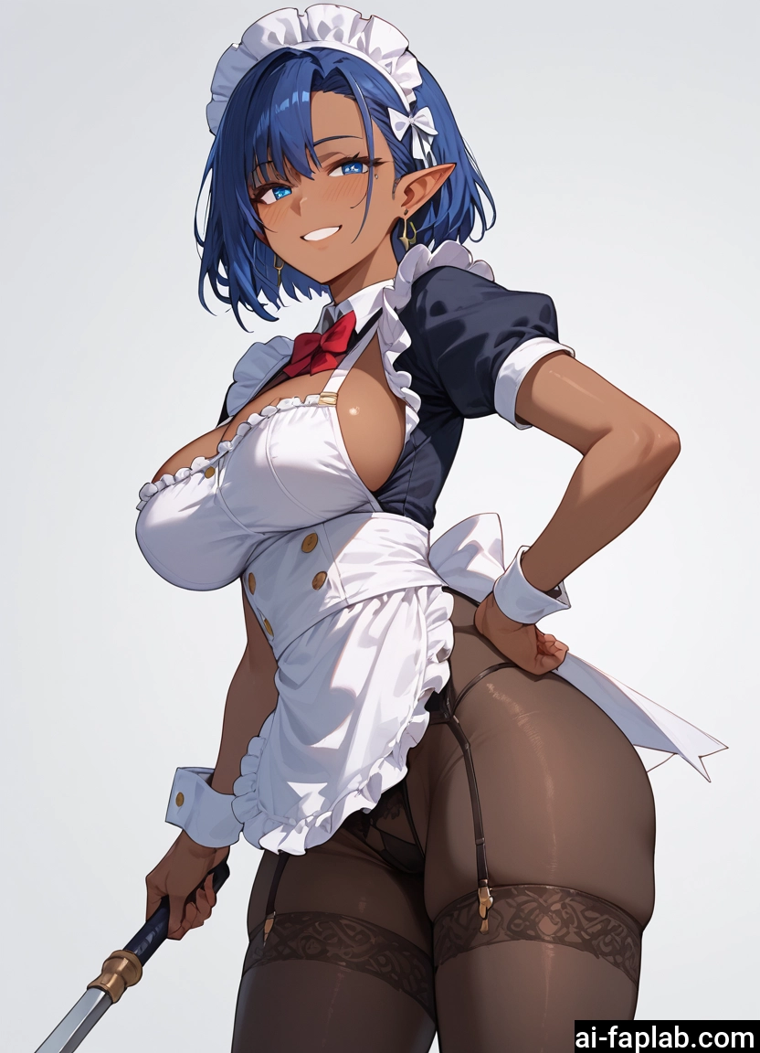 1girl, breasts, pointy ears, blue eyes, smile, large breasts · Yamete.gg