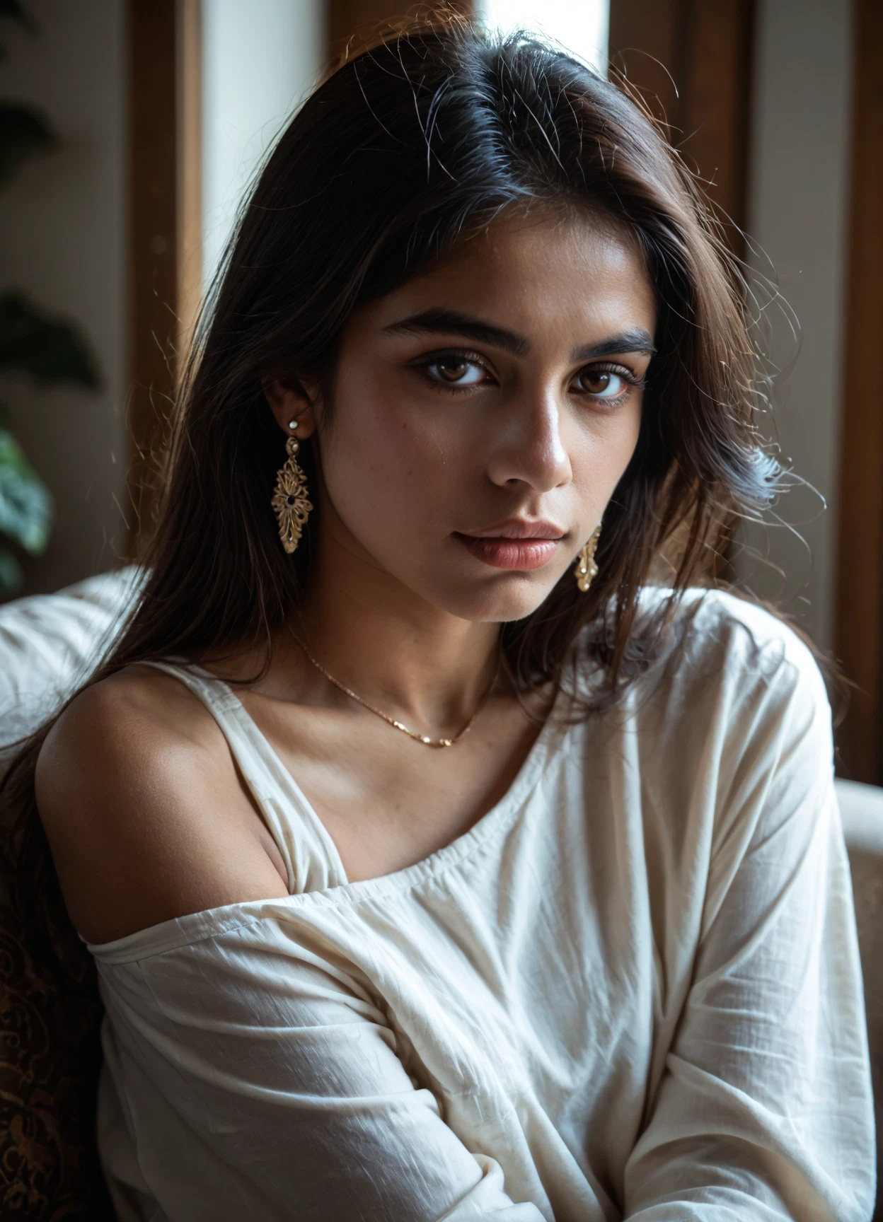 1girl, solo, jewelry, realistic, earrings, looking at viewer · Yamete.gg