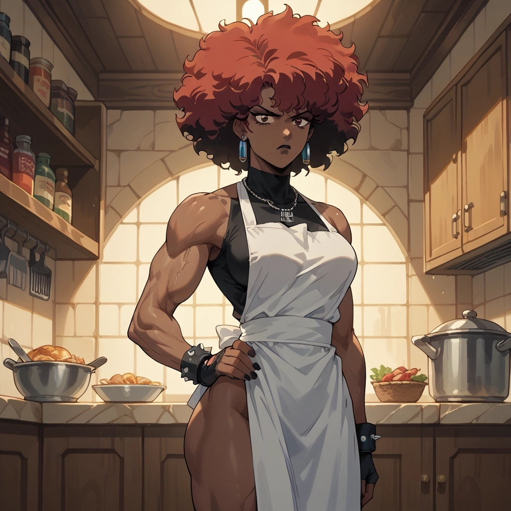 jewelry, earrings, 1girl, dark skin, dark-skinned female, muscular · Yamete.gg