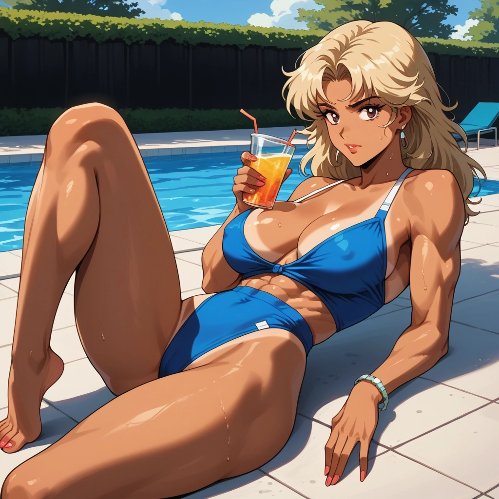 1girl, breasts, tan, tanlines, swimsuit, jewelry · Yamete.gg
