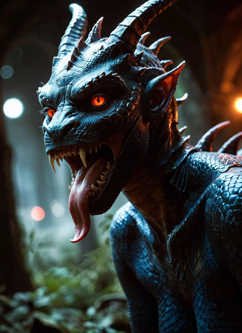 tongue, no humans, tongue out, open mouth, horns, teeth · Yamete.gg