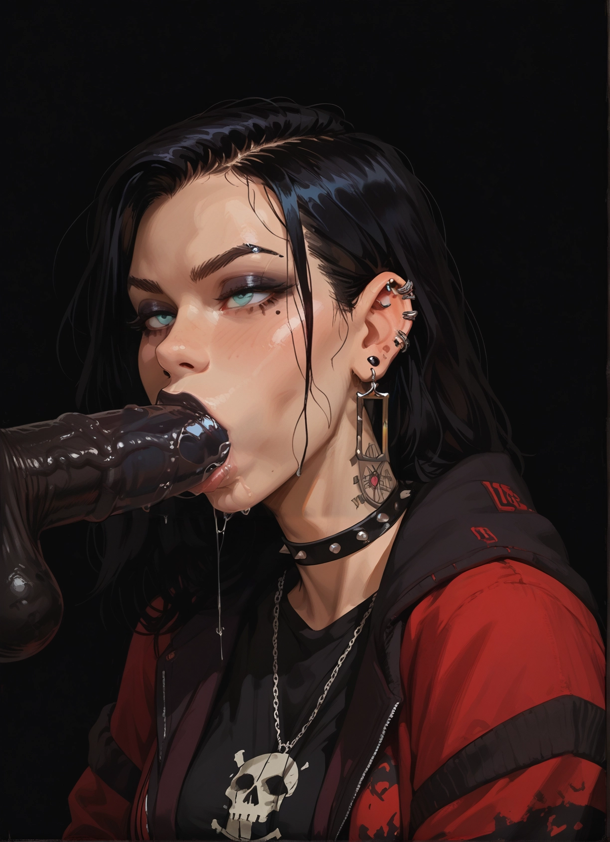 1girl, penis, oral, hetero, fellatio, black hair · Yamete.gg
