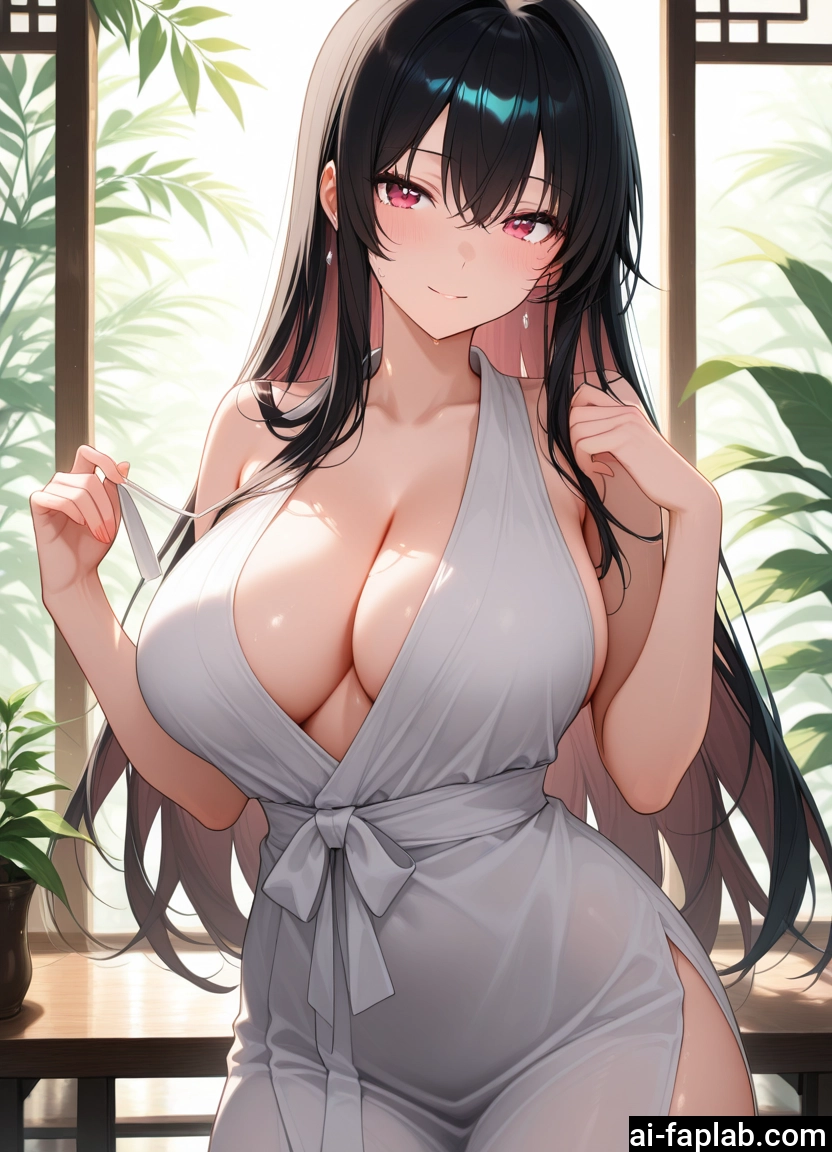 breasts, 1girl, long hair, large breasts, solo, black hair · Yamete.gg