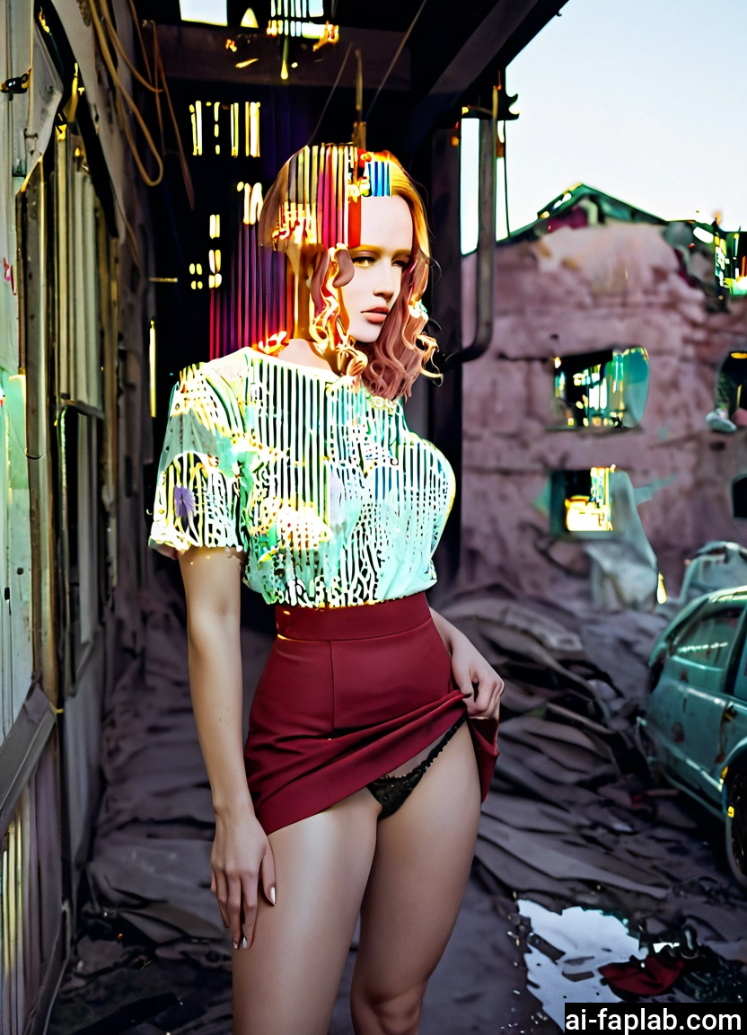 1girl, underwear, panties, skirt, clothes lift, motor vehicle