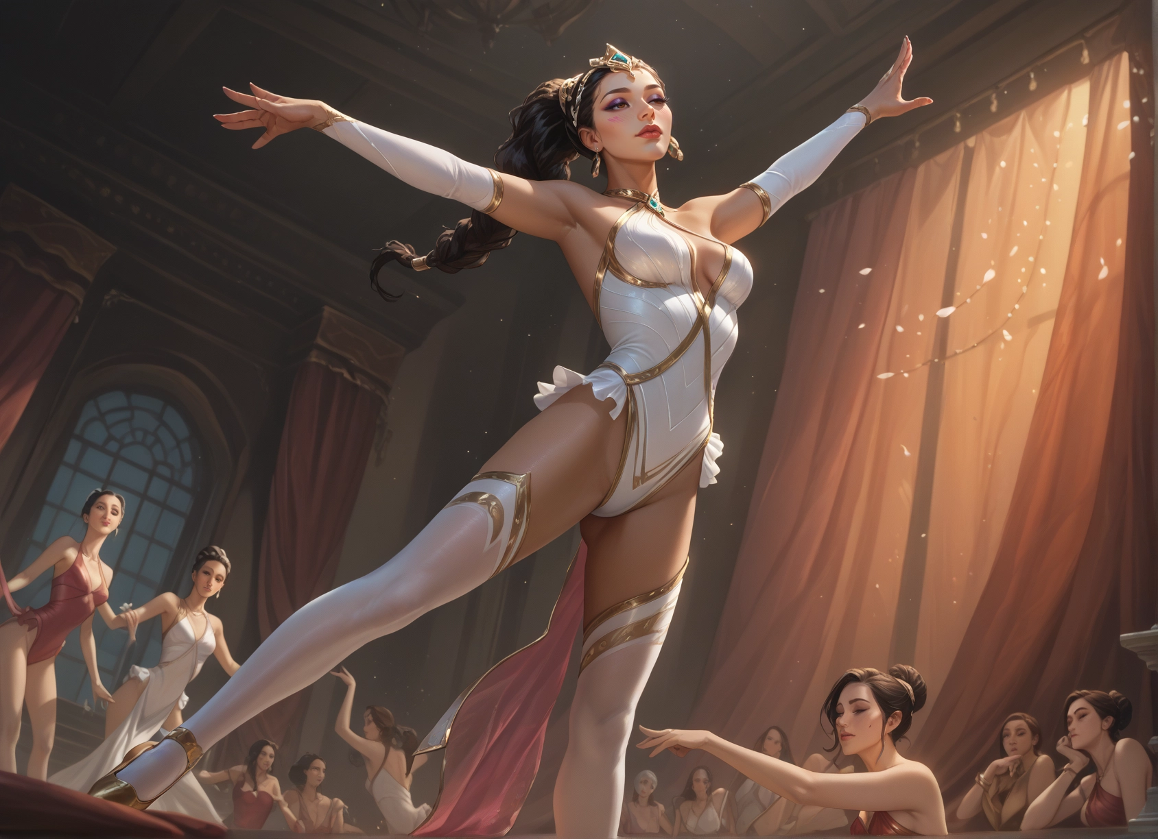 multiple girls, breasts, 6+girls, thighhighs, jewelry, ballerina · Yamete.gg