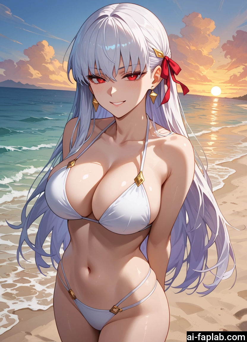 breasts, 1girl, swimsuit, bikini, long hair, red eyes