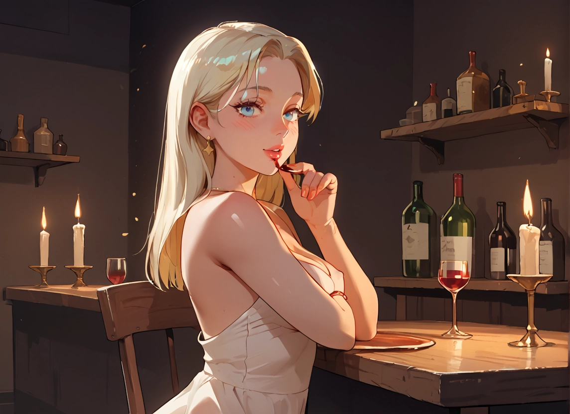 1girl, dress, blue eyes, solo, jewelry, breasts · Yamete.gg
