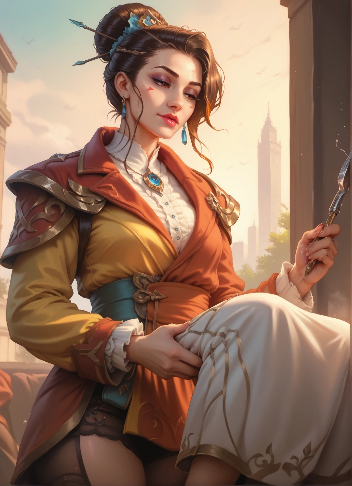 1girl, jewelry, solo, hair ornament, earrings, makeup · Yamete.gg