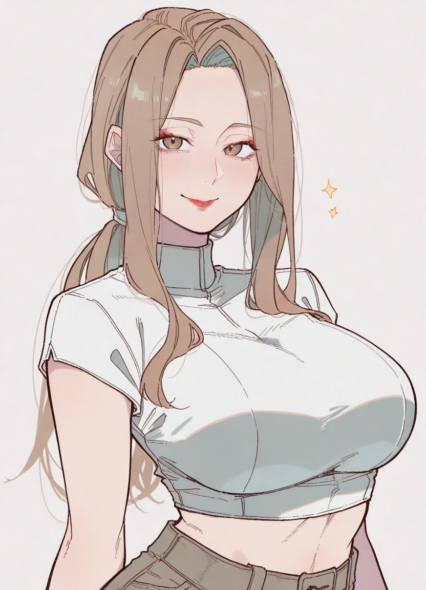1girl, breasts, large breasts, solo, smile, long hair