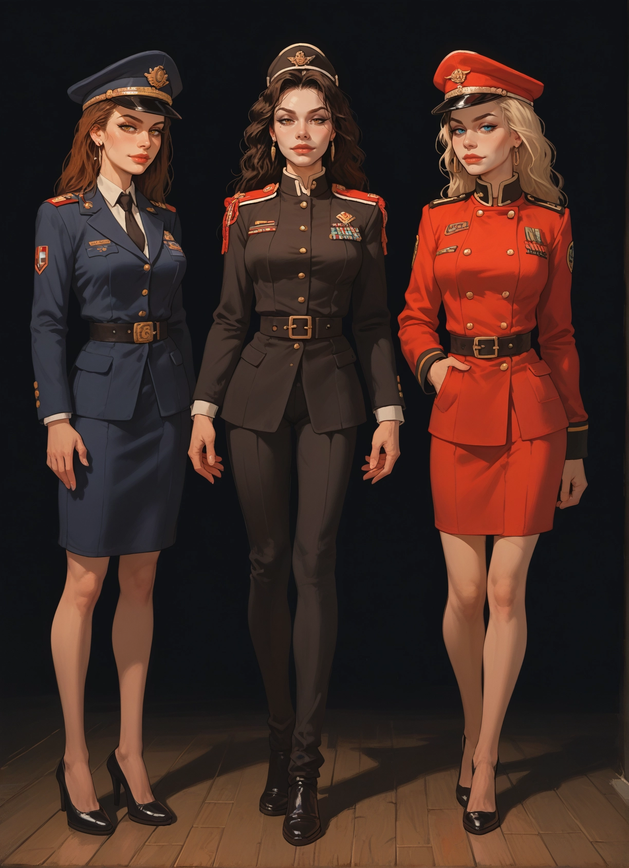multiple girls, 2girls, uniform, hat, skirt, blonde hair · Yamete.gg