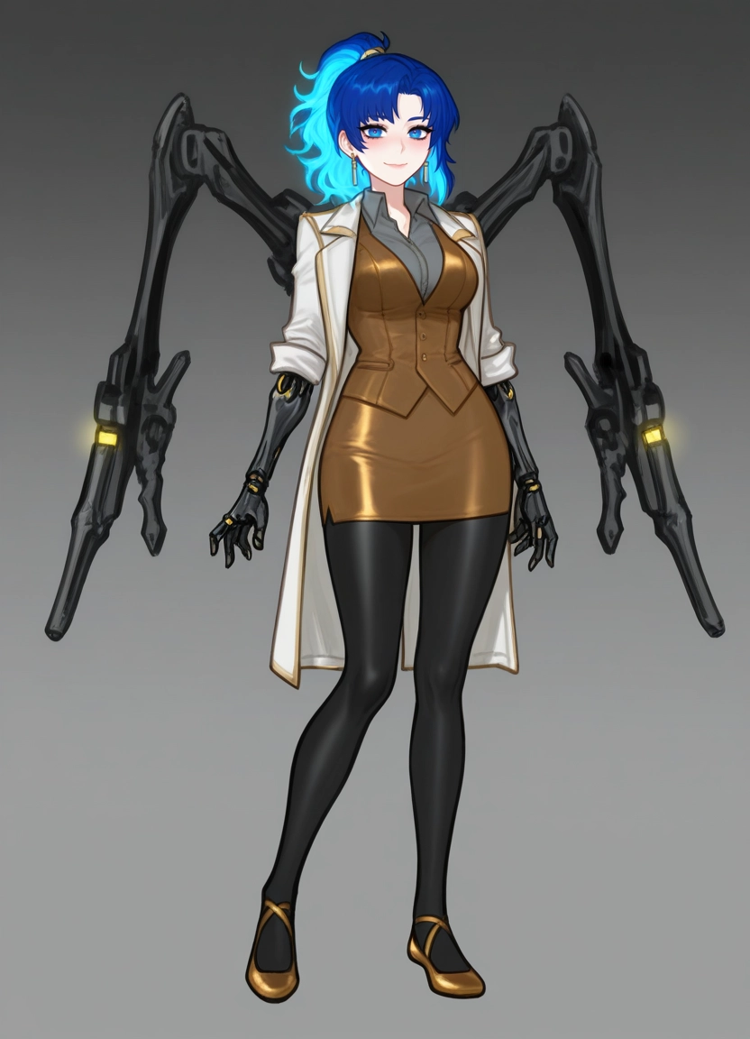 1girl, solo, blue hair, pantyhose, skirt, blue eyes · Yamete.gg