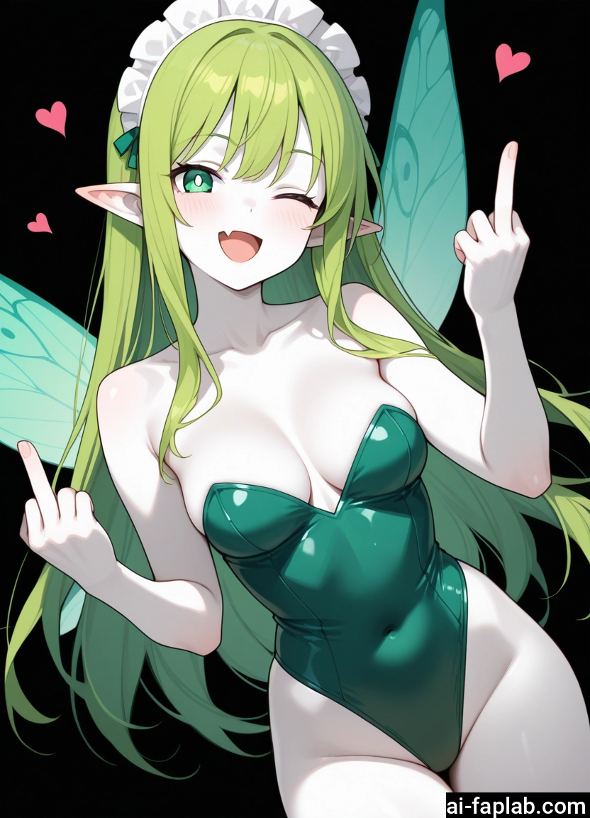 1girl, breasts, solo, one eye closed, long hair, wings