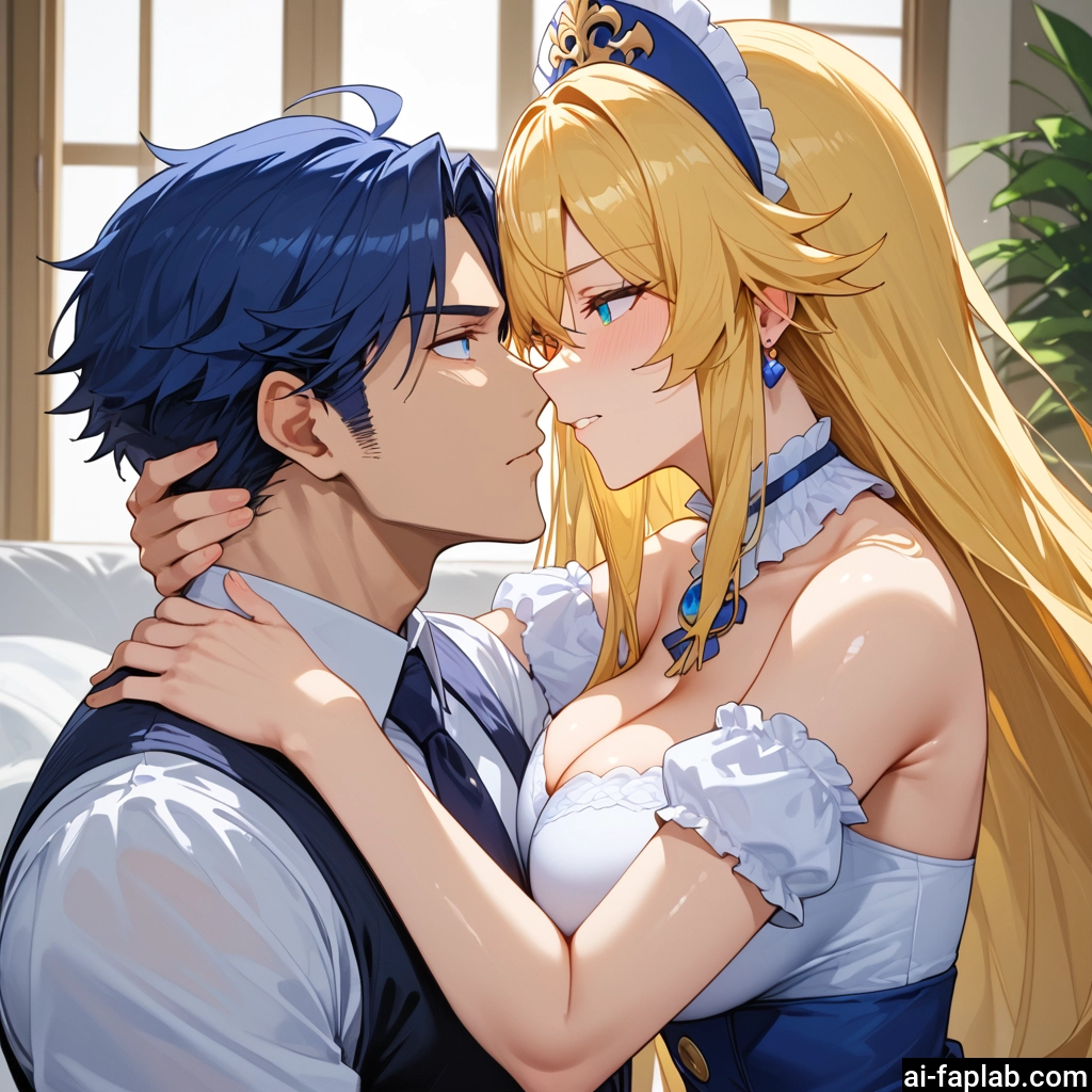 1girl, breasts, 1boy, blonde hair, jewelry, long hair · Yamete.gg