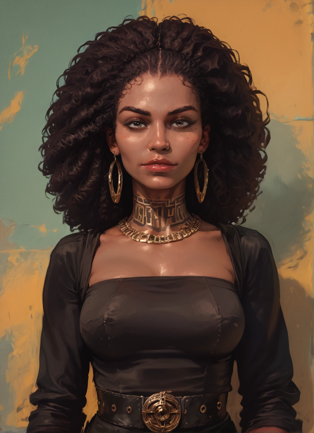 1girl, solo, jewelry, earrings, breasts, dark skin · Yamete.gg