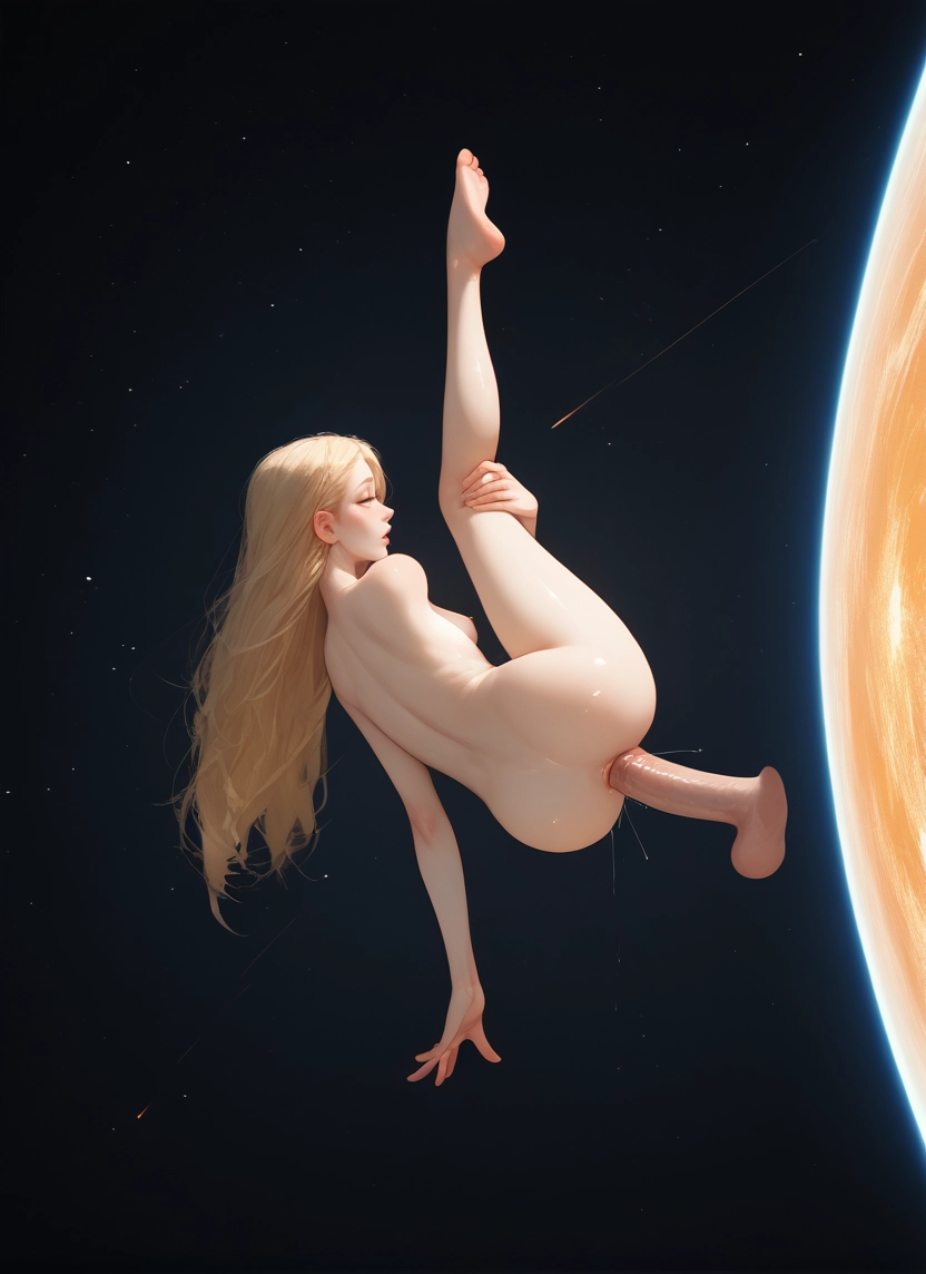1girl, penis, sex, blonde hair, long hair, nude