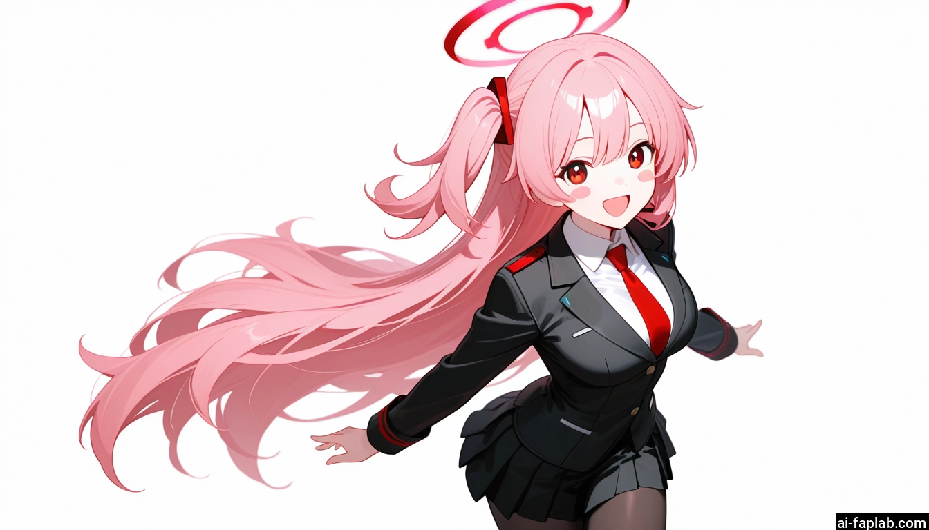 1girl, solo, pink hair, halo, pantyhose, long hair · Yamete.gg