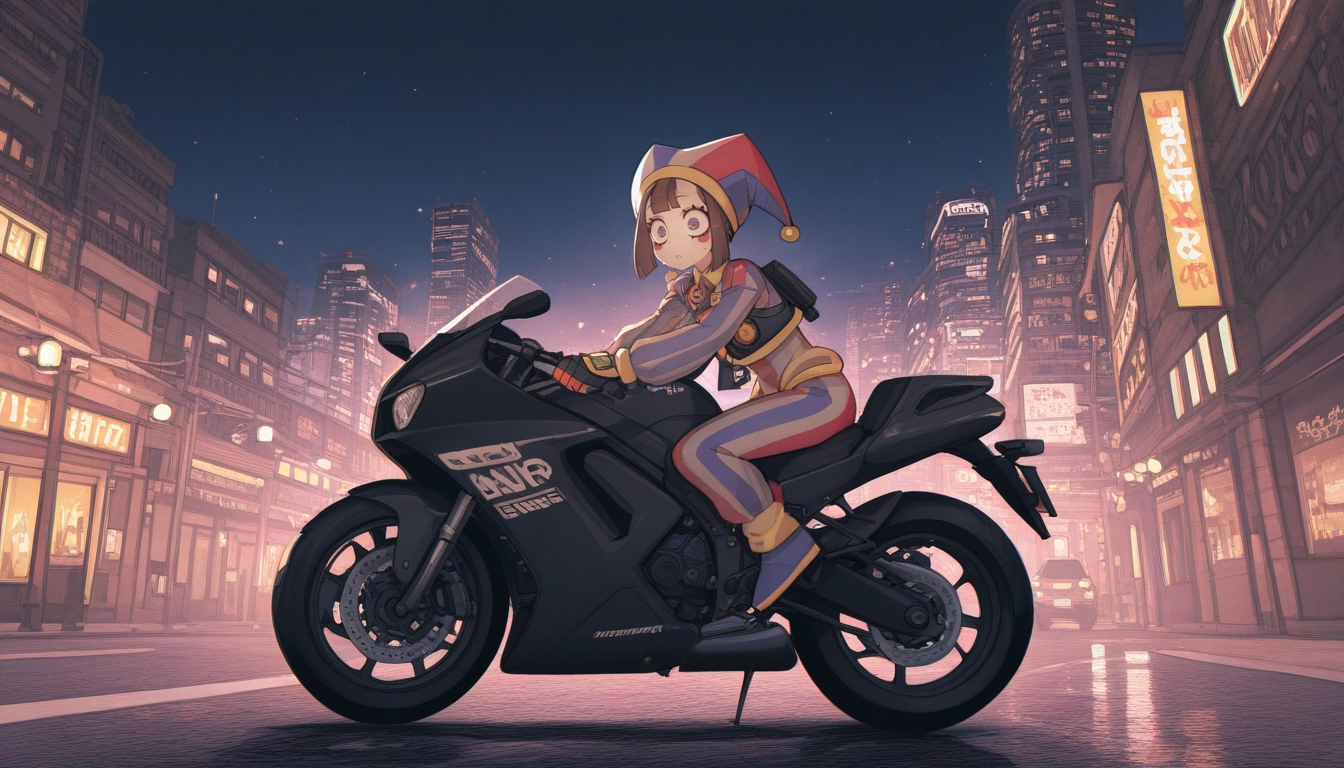 1girl, ground vehicle, motor vehicle, solo, night, sky · Yamete.gg