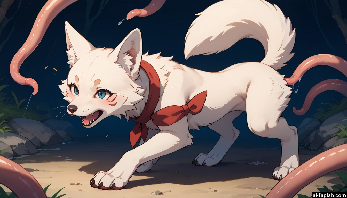 furry, tentacles, blue eyes, no humans, open mouth, fangs · Yamete.gg