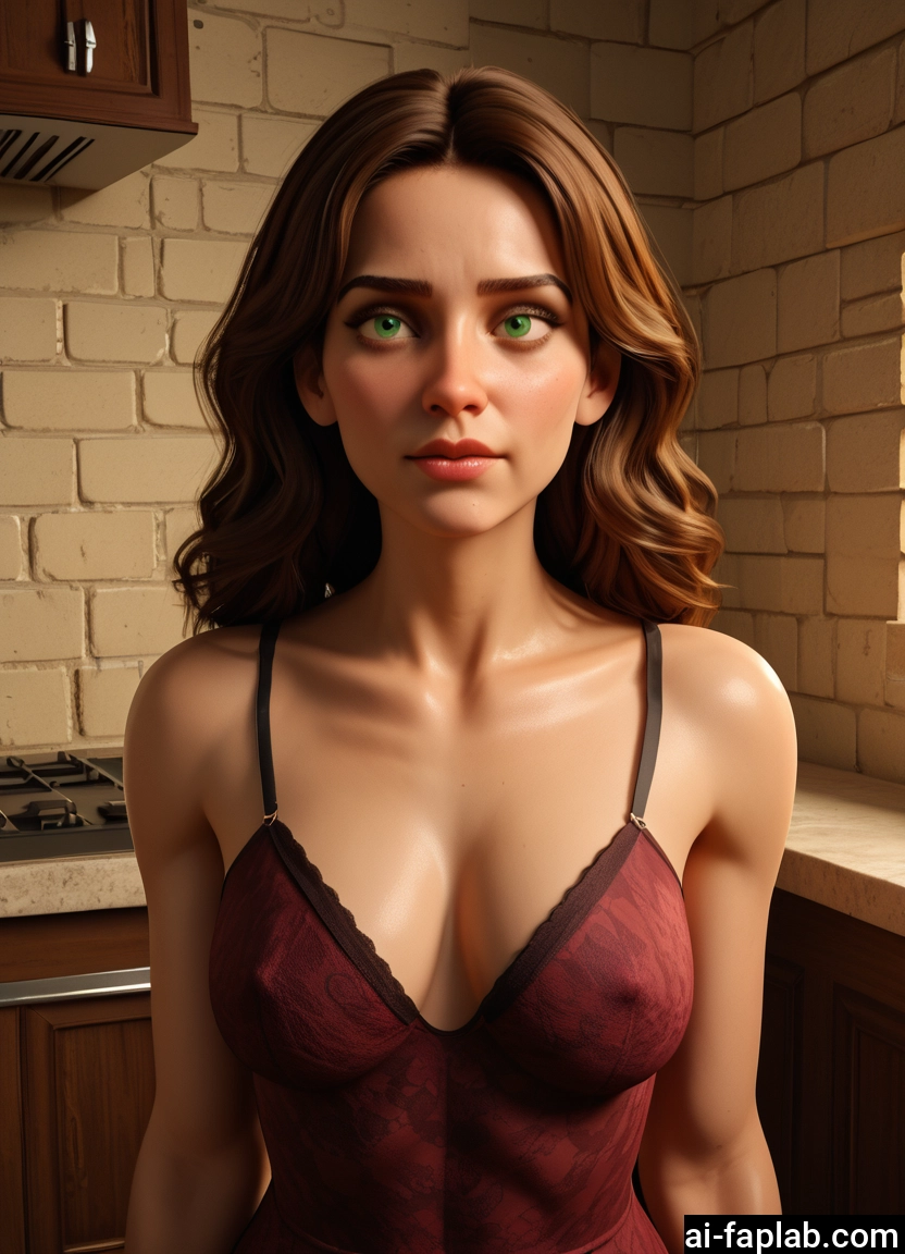 1girl, breasts, solo, green eyes, looking at viewer, brown hair