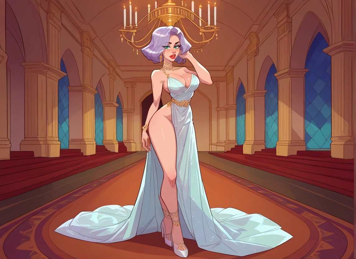 1girl, breasts, dress, high heels, jewelry, cleavage · Yamete.gg