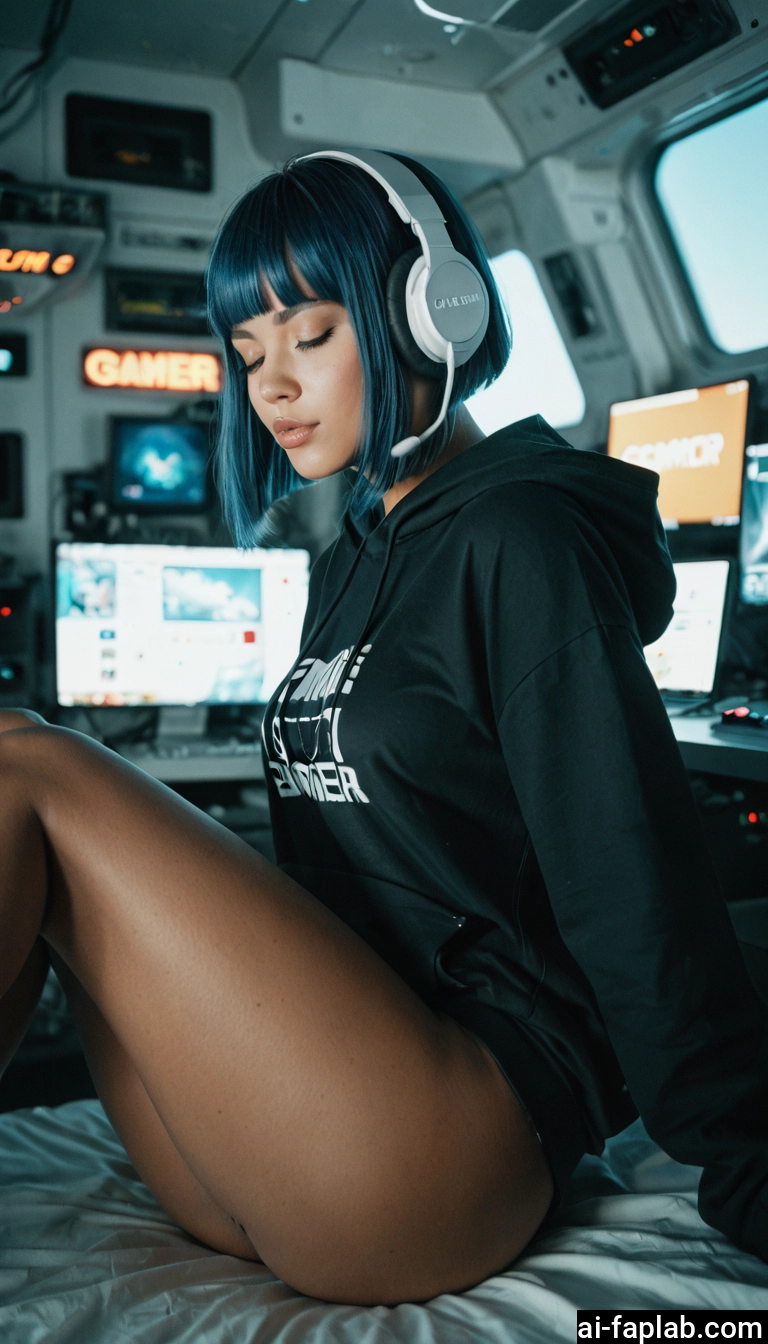 1girl, solo, closed eyes, hood, headphones, hoodie