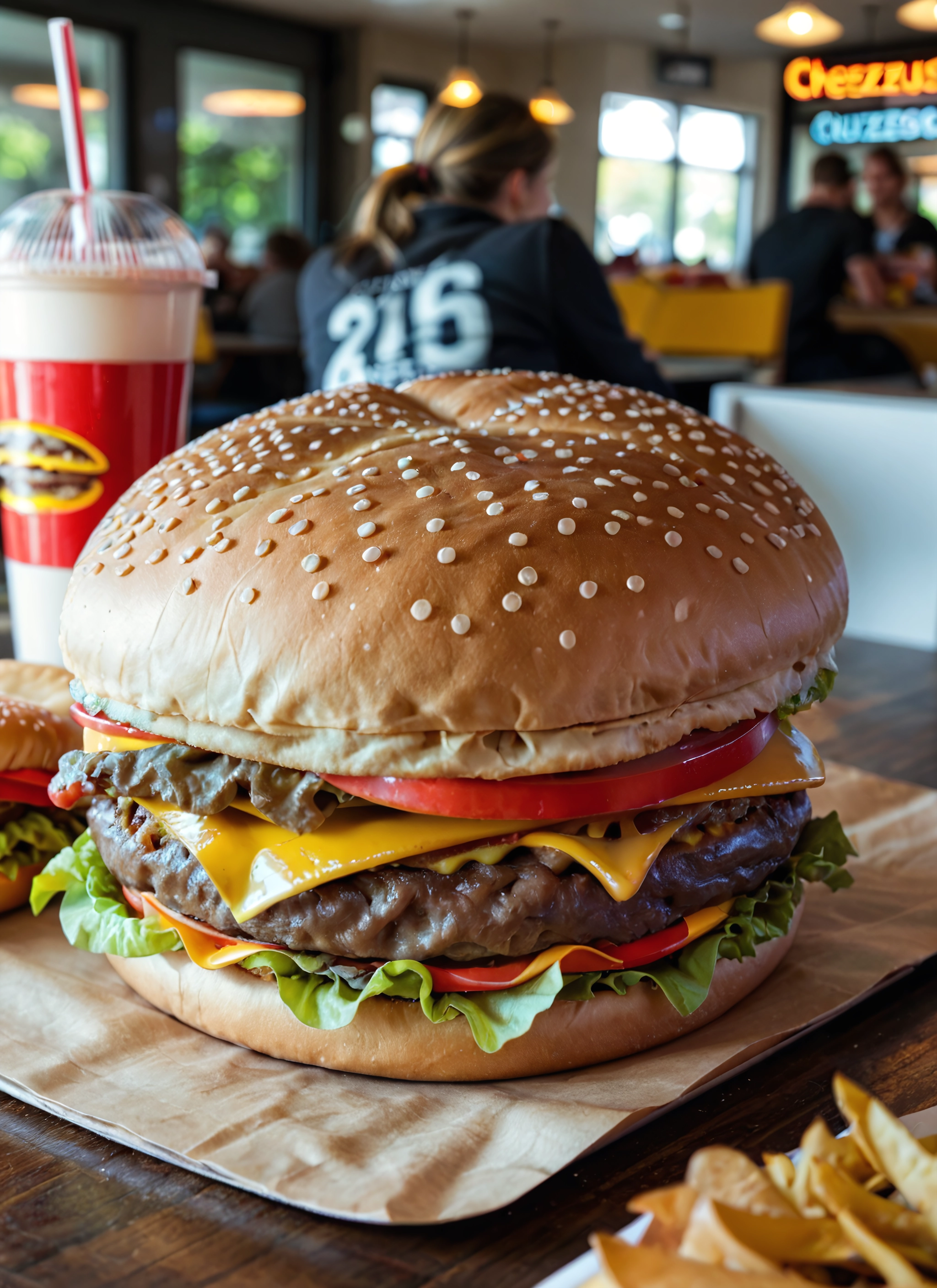 food, burger, cup, food focus, disposable cup, drinking straw · Yamete.gg