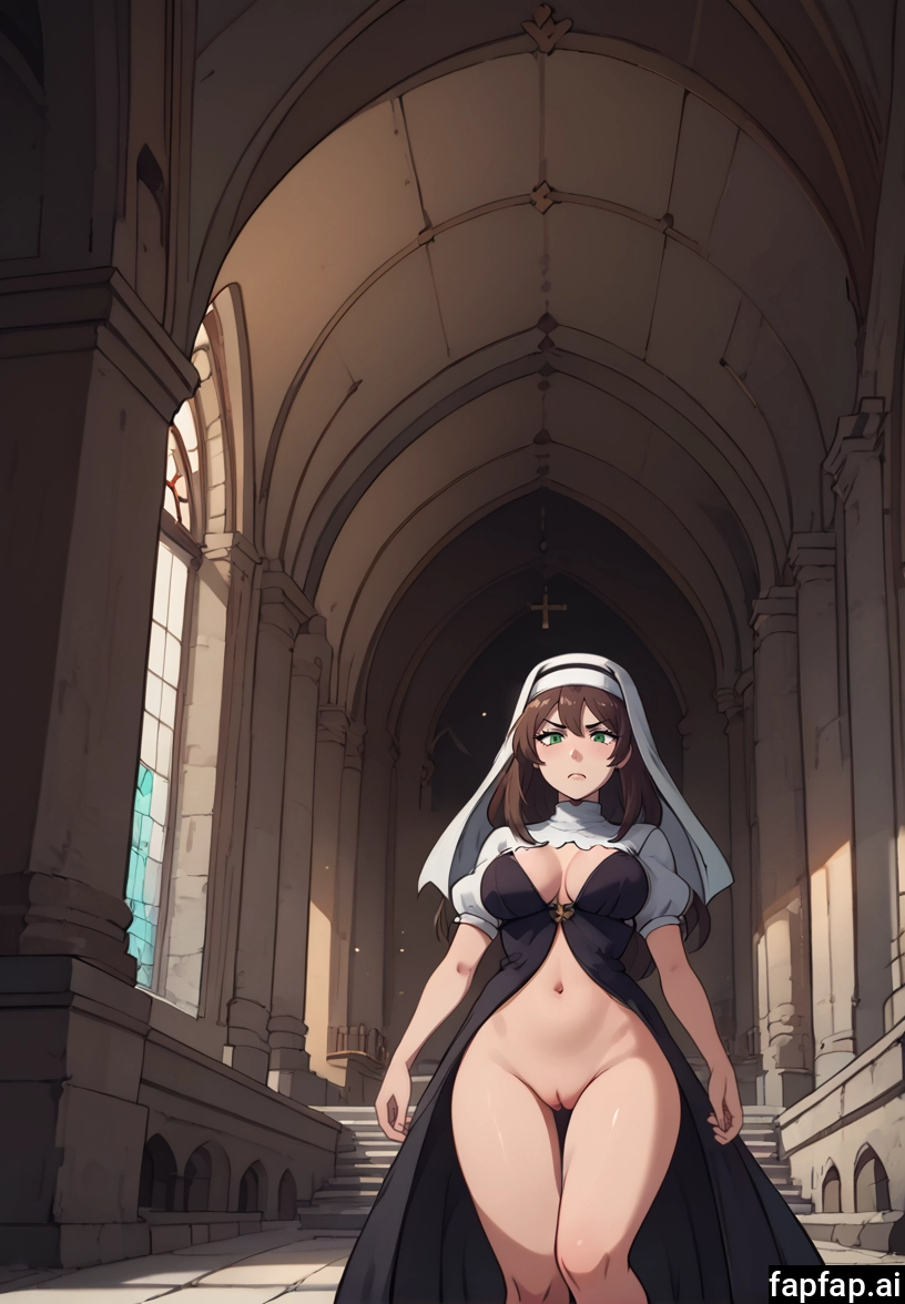 1girl, breasts, solo, brown hair, pussy, navel · Yamete.gg