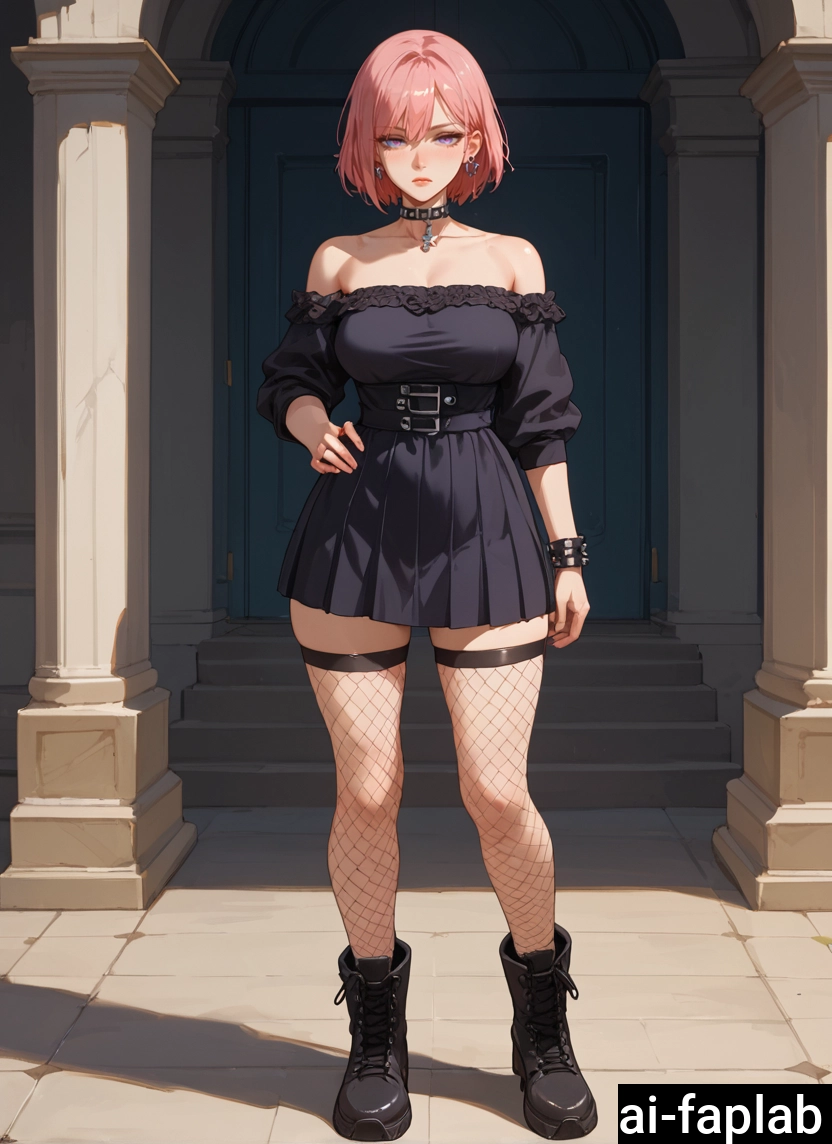 1girl, solo, fishnets, breasts, thighhighs, fishnet thighhighs