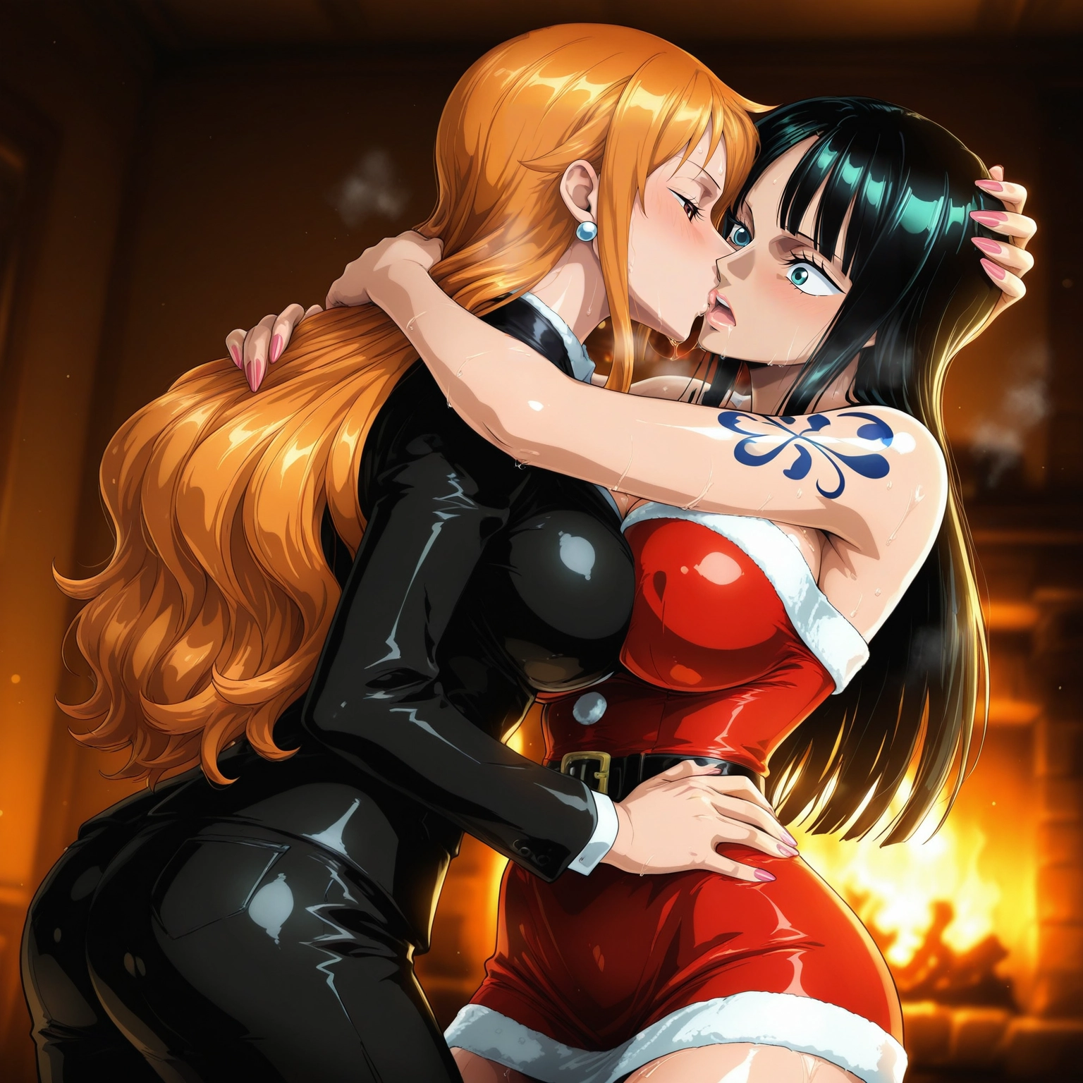 multiple girls, 2girls, breasts, yuri, tattoo, long hair · Yamete.gg