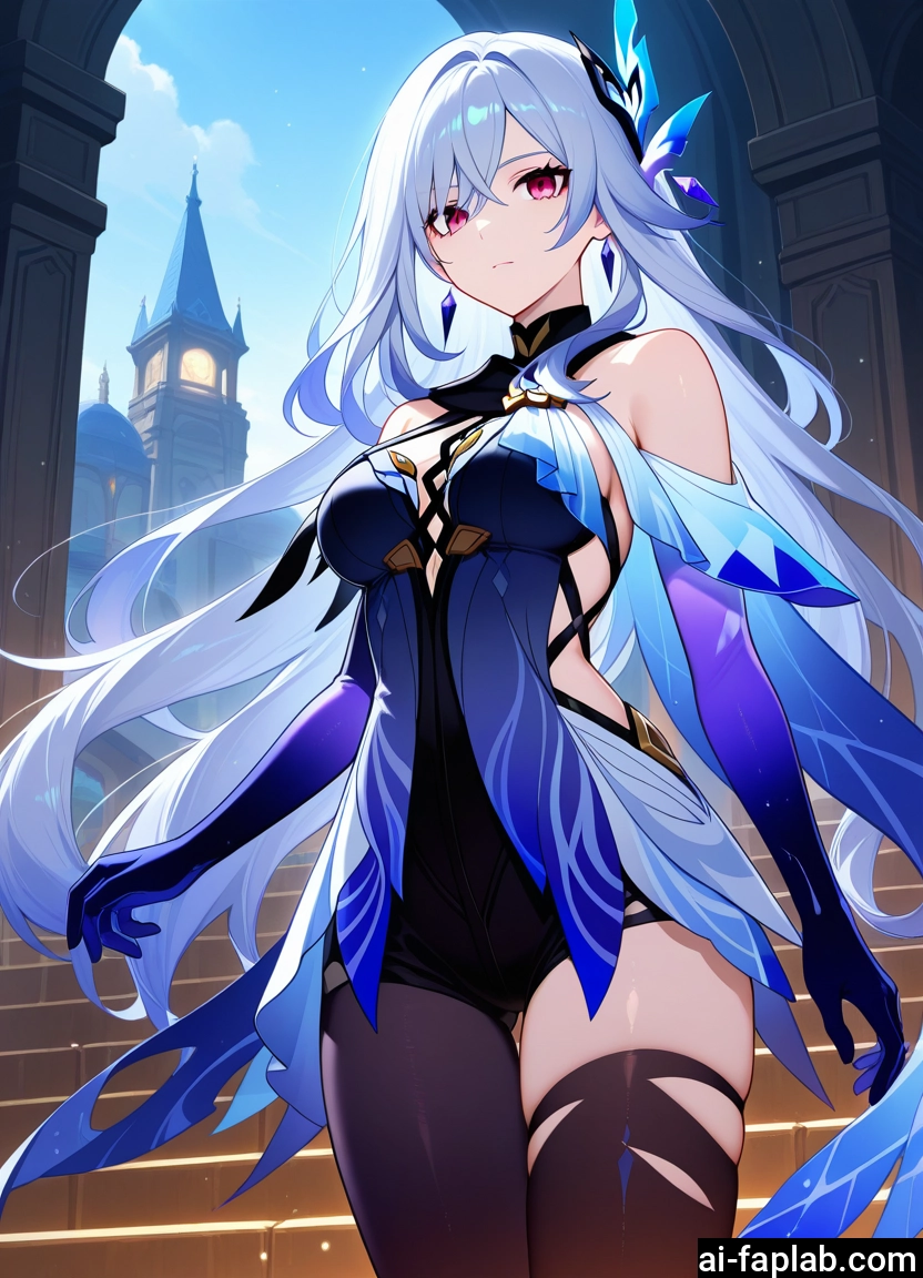 1girl, breasts, gloves, solo, long hair, hair ornament