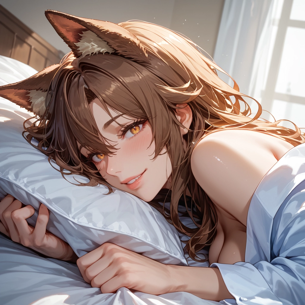 1girl, solo, brown hair, animal ears, looking at viewer, smile · Yamete.gg