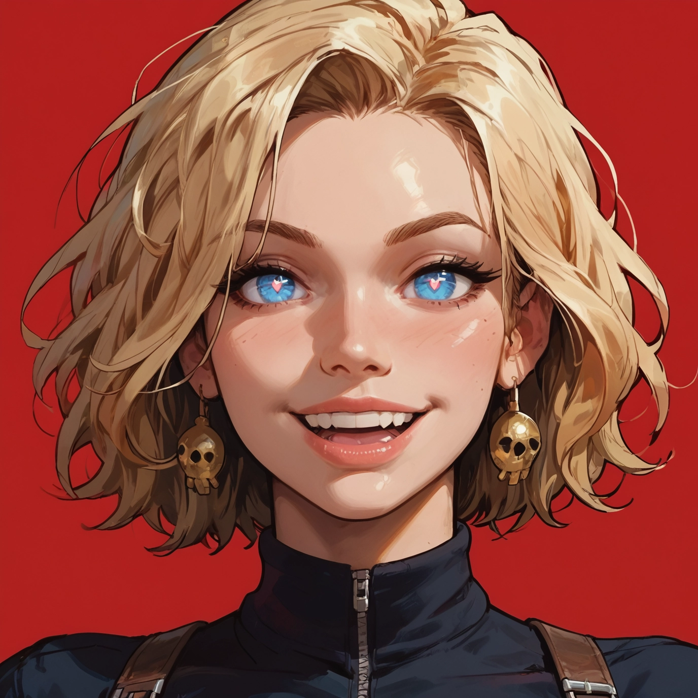 1girl, solo, jewelry, blue eyes, earrings, blonde hair · Yamete.gg