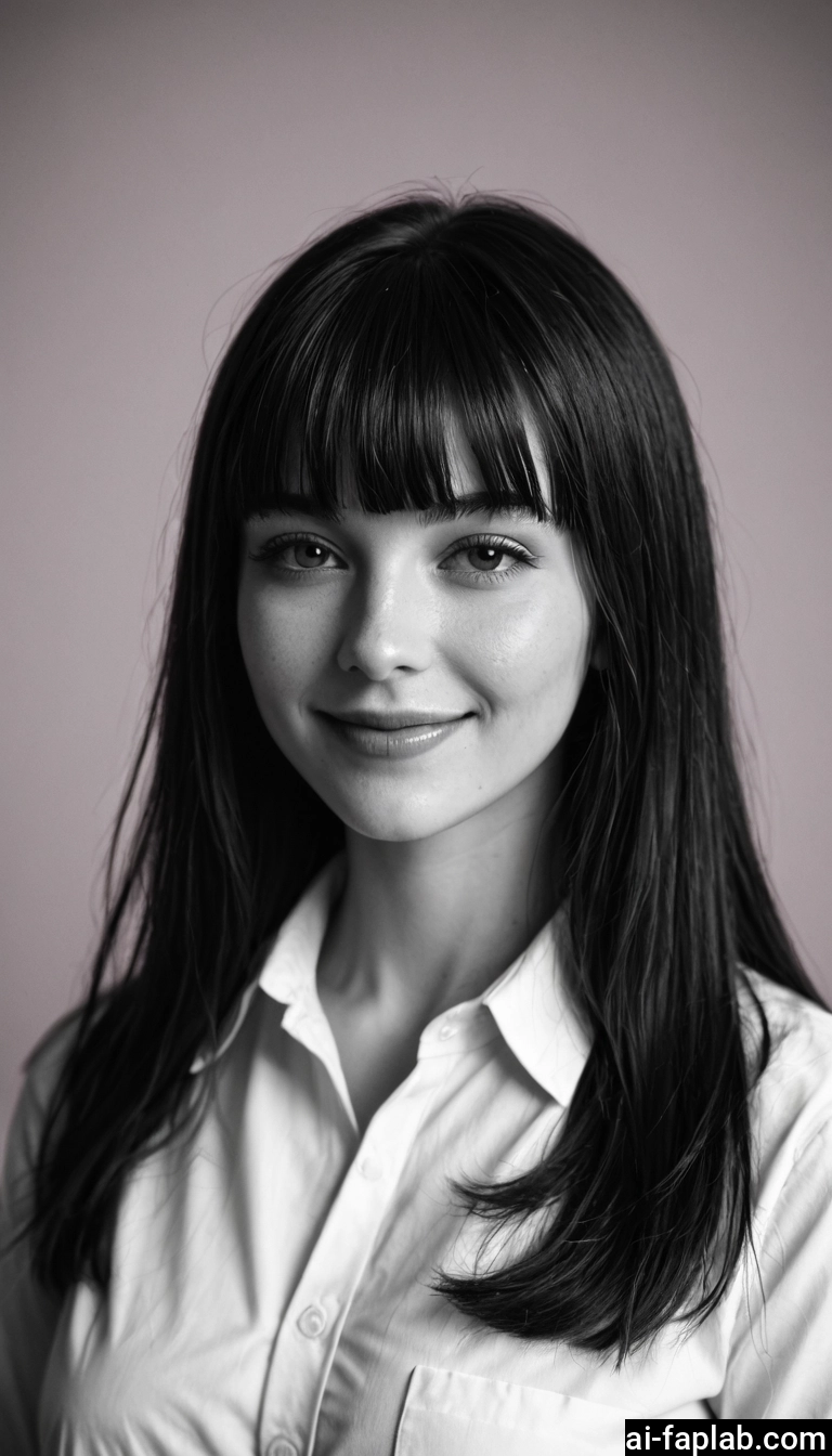 1girl, monochrome, solo, greyscale, long hair, smile
